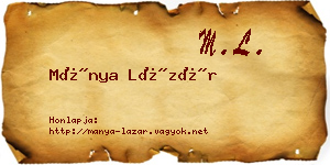 Mánya Lázár névjegykártya
